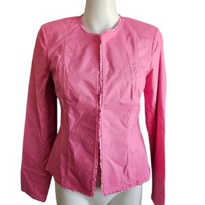 Doncaster Womens Pink Jacket Ruffled Front And Hem Size 4 NWT